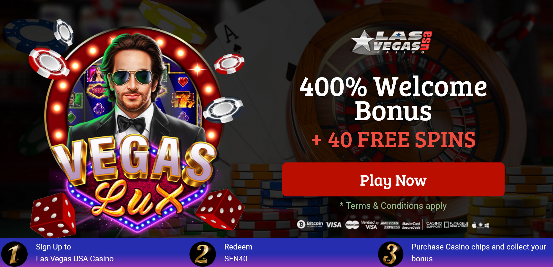 400%
                                  WELCOME BONUS | + 40 FREE SPINS